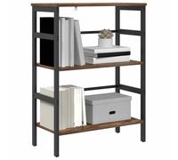 vidaXL Bookshelf Smoked Oak 60 x 29.5 x 81 cm Engineered Wood, Home Office Bookshelf, Rectangular Steel Storage Unit, Industrial Shelving, Durable Furniture, Modern Book Organizer