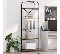 Bookshelf 5-Shelf Smoked Oak Engineered Wood Freestanding 60x30x183cm Black Legs
