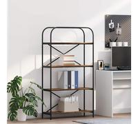 Bookshelf 5-Shelf Smoked Oak Engineered Wood 80x30x146cm Modern Freestanding Pro