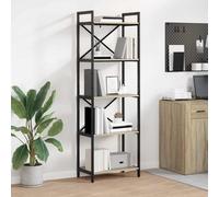 Bookshelf Industrial Sonoma Oak 56x34x171cm Engineered Wood 5-Shelf Storage Now