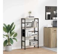 vidaXL Bookshelf Sonoma Oak 60 x 29.5 x 115 cm Engineered Wood, Home Office Bookshelf, Rectangular Steel Storage Unit, Industrial Shelving, Durable Furniture, Modern Book Organizer