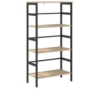 vidaXL Bookshelf Sonoma Oak 60 x 29.5 x 115 cm Engineered Wood, Home Office Bookshelf, Rectangular Steel Storage Unit, Industrial Shelving, Durable Furniture, Modern Book Organizer
