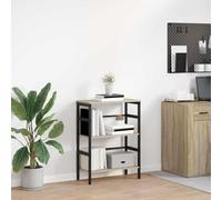 vidaXL Bookshelf Sonoma Oak 60 x 29.5 x 81 cm Engineered Wood, Home Office Bookshelf, Rectangular Steel Storage Unit, Industrial Shelving, Durable Furniture, Modern Book Organizer
