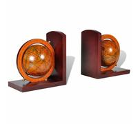 vidaXL World Map Globe Bookends Pair - Classic Design, MDF Material, Home and Office Desk Accessory, Stylish Decoration, Sturdy Book Holder, Farmhouse Retro Style