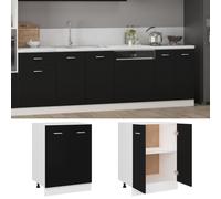 vidaXL Kitchen Cabinet Black Chipboard Cupboard Sideboard Storage Side Cabinet