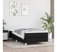 (black, 25 cm/ 3ft single) vidaXL Box Spring Bed Frame Mattress Foundation Upholstered Bed Base Fabric
