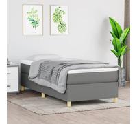 vidaXL Box Spring Bed Frame Dark Grey 90x190 cm 3FT Single Fabric (3121206), Grey