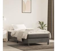 vidaXL Box Spring Bed Frame Dark Grey 90X190 cm 3Ft Single Velvet, Grey