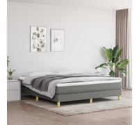 vidaXL Box Spring Bed Frame Dark Grey 180x200 cm 6FT Super King Fabric, Grey