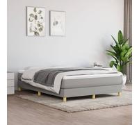vidaXL Box Spring Bed Frame Light Grey 135x190 cm 4FT6 Double Fabric, Grey