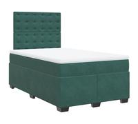 vidaXL Box Spring Bed with Mattress Bed Base Dark Green 120x200 cm Velvet