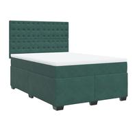 vidaXL Box Spring Bed with Mattress Bed Base Dark Green 140x190 cm Velvet