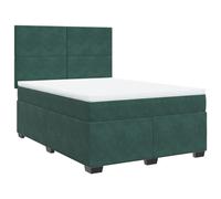 vidaXL Box Spring Bed with Mattress Bed Base Dark Green 140x190 cm Velvet