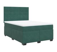 vidaXL Box Spring Bed with Mattress Bed Base Dark Green 140x190 cm Velvet