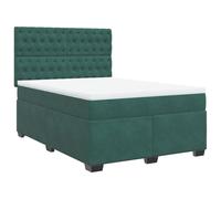 vidaXL Box Spring Bed with Mattress Bed Base Dark Green 140x190 cm Velvet