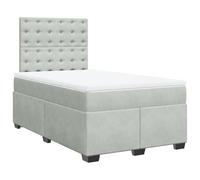 vidaXL Box Spring Bed with Mattress Bed Base Light Grey 120x200 cm Velvet