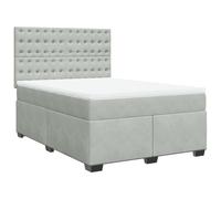 vidaXL Box Spring Bed with Mattress Bed Base Light Grey 140x190 cm Velvet