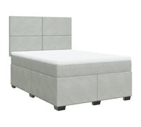 vidaXL Box Spring Bed with Mattress Bed Base Light Grey 140x190 cm Velvet
