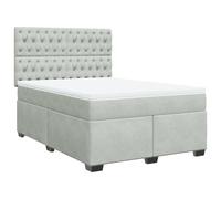 vidaXL Box Spring Bed with Mattress Bed Base Light Grey 140x190 cm Velvet