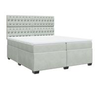 vidaXL Box Spring Bed with Mattress Bed Base Light Grey 200x200 cm Velvet