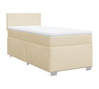 vidaXL Box Spring Bed with Mattress Bed Frame Bedstead Cream 100x200 cm Fabric