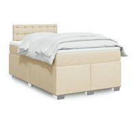 vidaXL Box Spring Bed with Mattress Bed Frame Bedstead Cream 120x190 cm Fabric