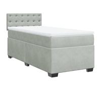 vidaXL Box Spring Bed with Mattress Bed Frame Light Grey 100x200 cm Velvet