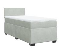 vidaXL Box Spring Bed with Mattress Bed Frame Light Grey 100x200 cm Velvet