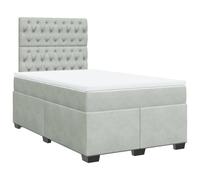 vidaXL Box Spring Bed with Mattress Light Grey 120x190 cm Small Double Velvet
