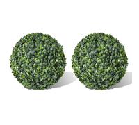 vidaXL Artificial Boxwood Ball Set - Realistic Plastic Leaf Topiary for Indoor and Outdoor Use - Weather Decorative Home Garden Landscape Accessory - Includes 2pcs 35cm Diameter Balls