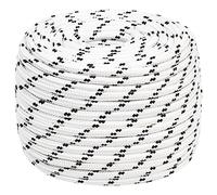 vidaXL Braided Boat Rope for Marine & General Use, White, 14 mmx25 m, UV-Resistant & Abrasion-Resistant Polyester Material, Good for Tent Guy Lines, Not for Climbing or Swinging.