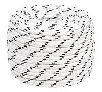vidaXL Braided Boat Rope in White 14mm x 250m - Durable and Weather-Resistant Polyester, Suitable for Marine and Industrial Use, UV and Abrasion Resistant