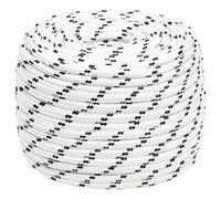 (14 mm/ 100 m) vidaXL Braided Boat Rope Polyester Sturdy Yacht Cable Black/White Multi Sizes