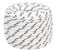 (14 mm/ 100 m) vidaXL Braided Boat Rope Polyester Sturdy Yacht Cable Black/White Multi Sizes