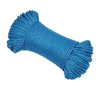 vidaXL Braided Polypropylene Cord - Blue 3 mm Diameter, Weather-Resistant Twisted Work Rope, 50m Long for Indoor/Outdoor Use