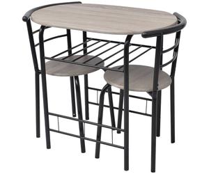 vidaXL Breakfast Bar Set 3 Piece MDF Black Kitchen Dining Room Table Stools