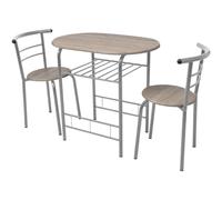 vidaXL Breakfast Bar Set 3 Piece MDF Black Kitchen Dining Room Table Stools