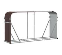 vidaXL Brown Galvanised Steel Firewood Rack - Outdoor Log Holder Stand - 180cm Storage - Wood Stacker for Easy Access & Dry Logs