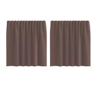 vidaXL brown net sheer curtain panels - polyester voile curtains 140 x 140 cm with rod pockets, light-filtering drape for living room/bedroom