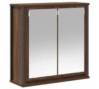 vidaXL Brown Oak Bathroom Wall Cabinet with Mirror, 60x21x60 cm - Dual Mirrors, 2 Shelves, Wall-Mounted