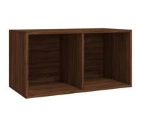 vidaXL Brown Oak Engineered Wood Vinyl Storage Box - Durable LP Cabinet & Recorder Case, Versatile Office and Home Organiser