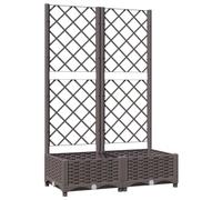 vidaXL Brown PP Garden Planter with Trellis - Outdoor Rectangular Raised Bed Flower Box for Patios, Decks, Gardens, Terraces (80x40x121.5cm)