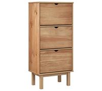 vidaXL Brown Shoe Cabinet OTTA - 3 Drawer Solid Pine Wood - Scandinavian Style - Perfect for Living Room or Bedroom Storage