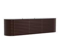 vidaXL Brown Steel Oval Raised Garden Bed - 320x80x81 cm - Outdoor Planting