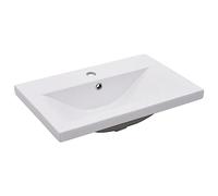 vidaXL Built-in Basin - Pure Ceramic Wash Basin with Overflow - Contemporary Design - Easy-to-Clean Bathroom Essential - White - 61x39.5x18.5 cm