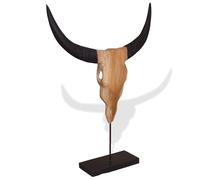 vidaXL Bull Skull Sculpture Teak 66x15x88 cm standing statue