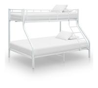 vidaXL Bunk Bed Frame White Metal 140x200cm/90x200cm Solid Bedroom Single Bed