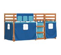vidaXL Bunk Bed with Curtains Kids Twin Sleeper Blue 90x190 cm Solid Wood Pine