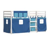 vidaXL Bunk Bed with Curtains Kids Twin Sleeper Blue 90x200 cm Solid Wood Pine