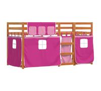 vidaXL Bunk Bed with Curtains Kids Twin Sleeper Pink 90x190 cm Solid Wood Pine